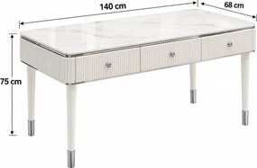 PÍSACÍ STÔL GASTON BIELY + STRIEBORNÉ NOHY + MRAMOR 140 cm