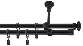 Dekorstudio Stropná dvojradová garniža FLAT čierna-matná 19mm Dĺžka: 120cm, Typ príslušenstva: Bez príslušenstva