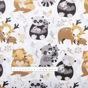 Biante Detský bavlnený štvorcový obrus Sandra SA-223 Zvieratká s mláďátkami 60x60 cm