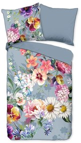 Sivé obliečky na dvojlôžko z organickej bavlny Descanso Sunflower, 200 x 220 cm