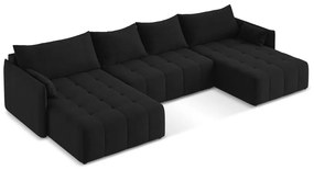 Čierna rozkladacia/s úložným priestorom rohová pohovka (do tvaru "U") Moku – Makamii