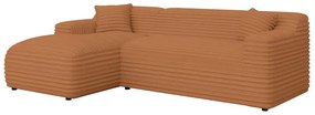 Menčestrová rohová pohovka v terakotovej farbe (ľavý roh/s leňoškou) Martin – Ropez