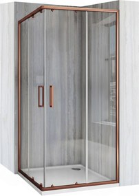 Rea City, sprchovací kút s posuvnými dverami 80(dvere) x 80(dvere) x 190 cm, medený matný profil + čierna sprchová vanička Savoy, KPL-K7982