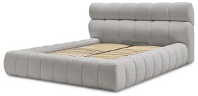 Svetlosivá čalúnená dvojlôžková posteľ s úložným priestorom s roštom 160x200 cm Mont Blanc – Bobochic Paris