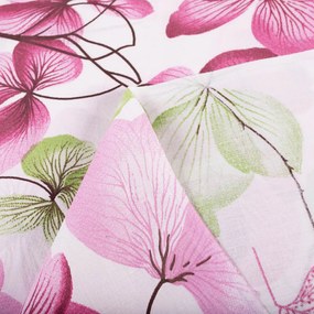 Biante Bavlnený záves Sandra SA-366 Ružovo-zelené kvety na bielom 140x190 cm