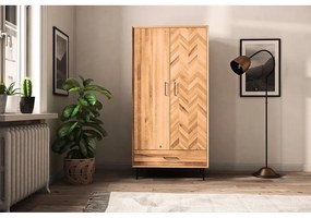 Šatníková skriňa z dubového dreva v prírodnej farbe 97x196 cm Abies - The Beds