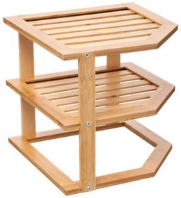 Rohová prídavná polica, bambus, 2-poschodová, CORNER, 25x25x27
