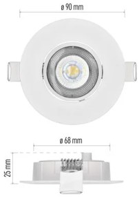 EMOS Bodové LED zápustné svietidlo EXCLUSIVE, 5W, teplá biela, 9cm, okrúhle, biele