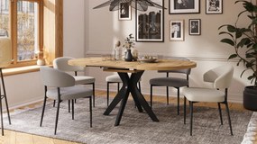 RENZO Dub Artisan/čierna noha - OKRÚHLY STÔL Ø110 ROZKLADACÍ DO 180 cm | DO KUCHYNE JEDÁLNE OBÝVAČKY RETRO