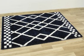 Koberec Boho 656 Romby tmavomodrý / krémový