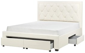 Zamatová posteľ s úložným priestorom 160 x 200 cm krémová LIEVIN Beliani