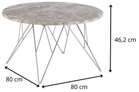 Konferenční stolek Prunus 80 cm šedo-hnědý mramor/chrom