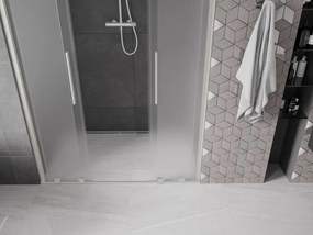 Mexen Velar L Duo, posuvné sprchové dvere do otvoru 160 cm, 8mm sklo námraza, brúsená oceľ, 871-160-003-32-97