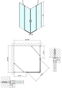 Polysan Polysan, ZOOM LINE BLACK štvorcová sprchová zástena 900x900mm, číre sklo, ZL5415B