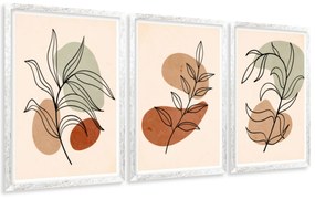 Gario Sada plagátov Flower abstraction - 3 dielna Farba rámu: Rustikálna, Veľkosť: 135 x 63 cm