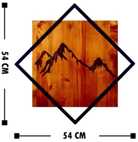 Nástenná dekorácia 54x54 cm hory drevo/kov