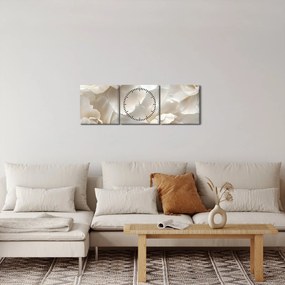 Obraz - Jemné pivonky (s hodinami) (90x30 cm)