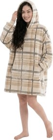 Baránková mikinová deka s rukávmi a kapucňou PLAID, krémová