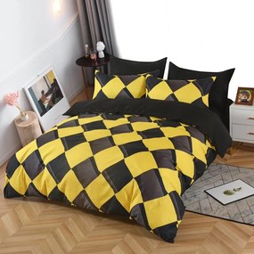 Bavlnené posteľné obliečky 7-dielne žltá a čierna L-510