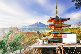 Fototapeta výhľad na Chureito Pagoda a horu Fuji - 300x200