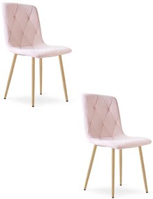 Set dvoch jedálenských stoličiek LIBRA zamatové, svetloružové / hnedé nohy (2 ks)