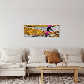 Obraz abstrakcie (s hodinami) (90x30 cm)