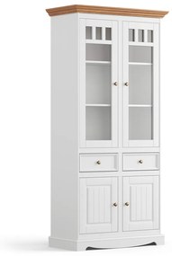 PROXIMA.store - Rustikálna drevená vitrína veľká 4s.2 - BELLUNO ELEGANTE FARBA: biela