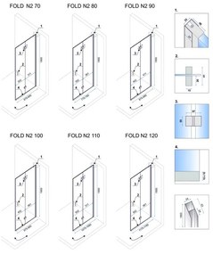Rea Fold N2, sprchový kút so skladacími dverami 120(dvere) x 80(dvere), 6mm číre sklo, chrómový profil, KAB-00010