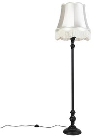 Stojaca lampa čierna s tienidlom Granny krémová - Classico