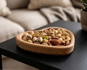 AMADEA Drevená miska v tvare srdca, masívne drevo, rozmer 13,5x13,5x2 cm