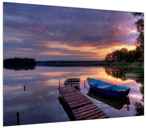 Obraz romantickej jazernej krajiny (70x50 cm)