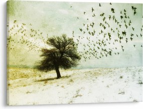 Obraz - Maľovaný kŕdeľ vtákov (70x50 cm)