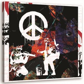 Obraz na plátně Banksy Peace Street Art - 40x40 cm