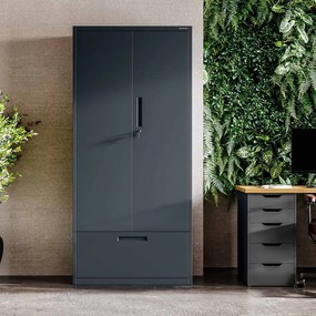 Modulárna kovová multifunkčná skriňa s vysokou zásuvkou antracitová MEGAN 1950 x 900 x 400 mm