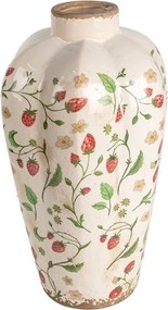 Béžová keramická váza s jahôdkami Wild Strawberries M - Ø 21*35 cm