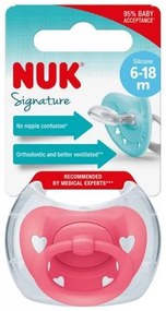Dojčenský cumlík NUK Signature 6-18 m ružová heart, vel. 6-18 m