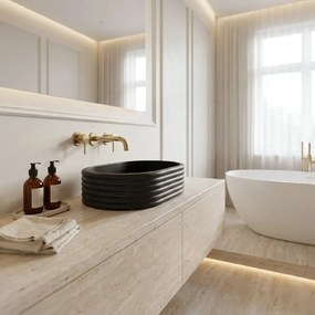 Rea Nicoletta, umývadlo na dosku 500x360x140 mm, imitácia kameňa-čierna, REA-U7345