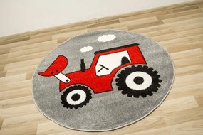 Koberec Lima G753A traktor, červený / sivý kruh