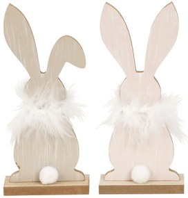 Stojaci drevený zajačik FLUFFY BUNNY 19 cm - viac variantov