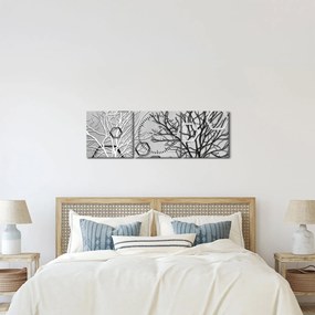 Abstraktný obraz so stromami (s hodinami) (90x30 cm)