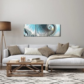 Obraz texturovanej špirály (s hodinami) (90x30 cm)