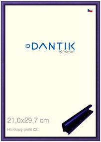 DANTIK rám na obraz 21x29,7 | ALU modrá Azur matná (Sklo Čiré)
