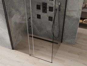 Mexen OMEGA sprchovací kút 160x100cm, 8mm sklo, čierny profil-číre sklo, 825-160-100-70-00