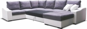 Rohová sedačka U s rozkladom Oregon L - biela / sivá