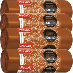 4x vrecia na odpad 120 l 10 ks hnedé na segregáciu biologicky odbúrateľné PACLAN