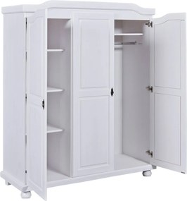 Šatníková skriňa Bastian, bielená borovica