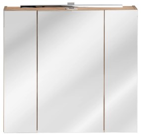 Kúpeľňová závesná skrinka KAPA 80 cm dub zlatý - so zrkadlom