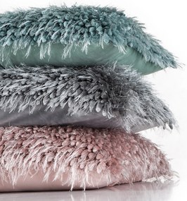 CHLPATÁ DEKORAČNÁ OBLIEČKA NA VANKÚŠ KORAL 40X40 CM SIVÁ