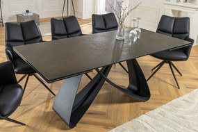 Jedálenský stôl TOMTOC 180-220-260 cm - keramický mramorový vzhľad rust/čierna