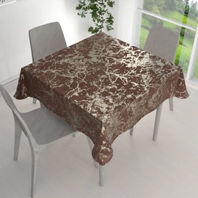 Biante Zamatový štvorcový obrus Isabela IBL-014 Zlatý mramor na červenohnedom 100x100 cm